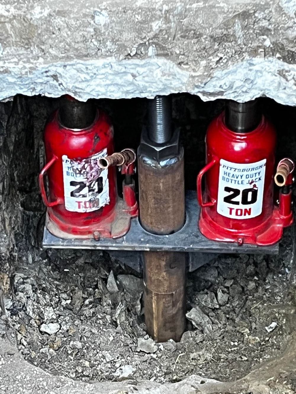 Piers under home. Foundation repair